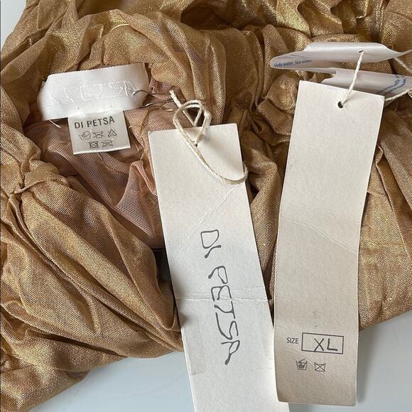 Di Petsa Wetlook High Neck Metallic Gold Top Size XL - Picture 8 of 9